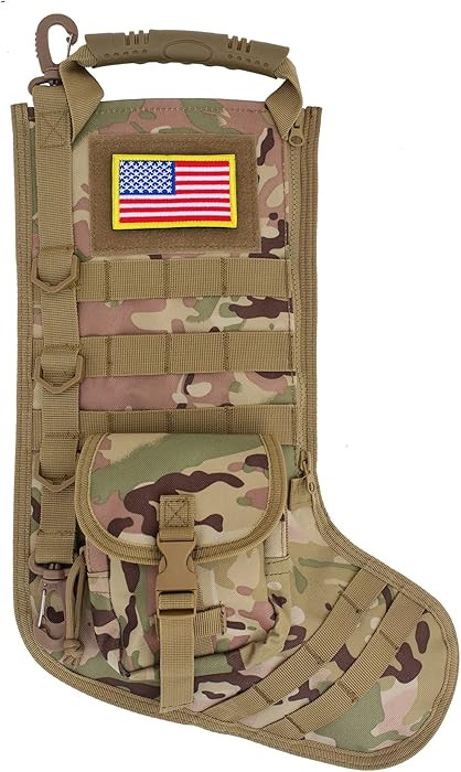 Speed Track Tactical Christmas Stocking, with Flag Patch MOLLE Webbing, Zip Pocket, MOLLE Clips, ... | Amazon (US)