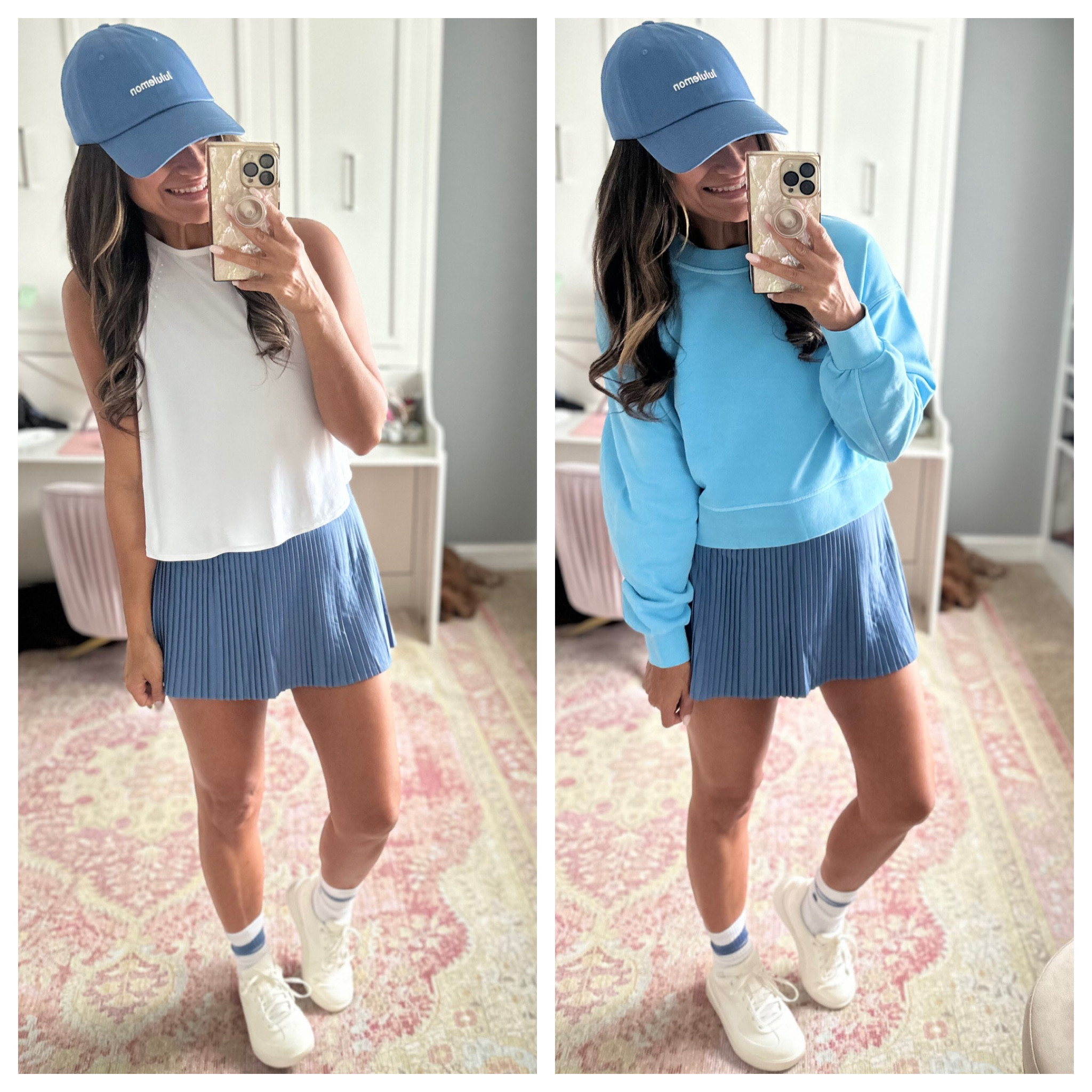 Cute blue skirt for summer from lululemon - I sized up one size to 6 in the skirt. I sized up half a size in the sneakers. Everything else is true to size. Wearing a 4 in the tank.

#LTKOver40 #LTKFindsUnder100 #LTKFitness