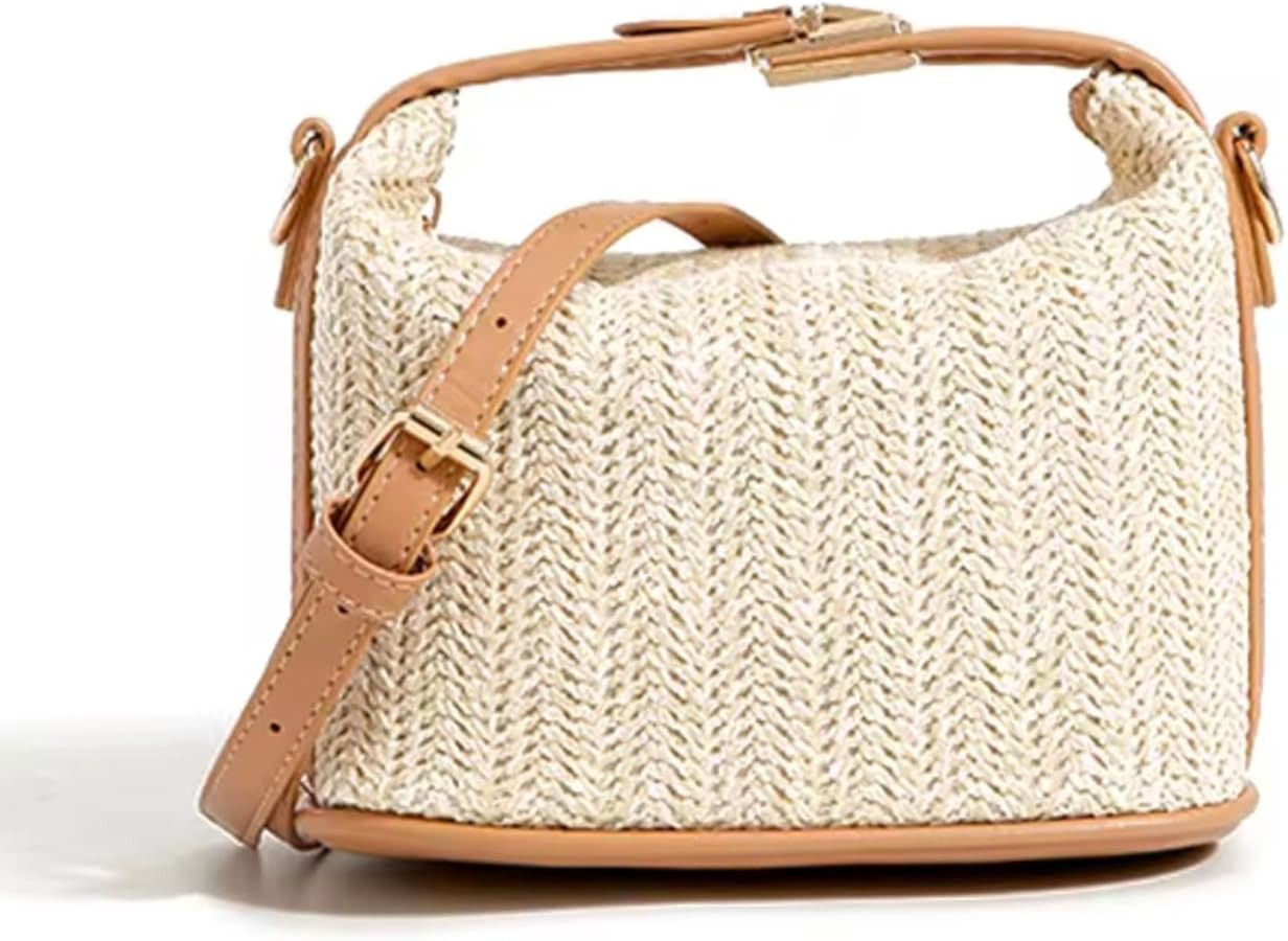 Modern Women’s Straw Crossbody Bag – Woven Summer Handbag with Long Strap, Trendy Boho Style,... | Amazon (US)