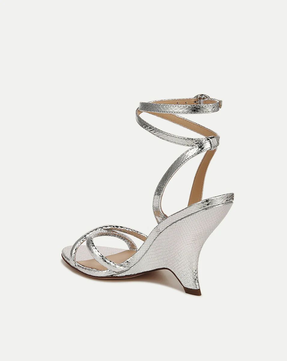 Manuela Sculpted Wedge Metallic Leather Sandal | Veronica Beard | Veronica Beard