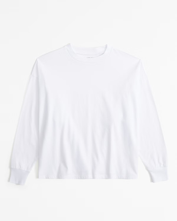 Essential Premium Polished Long-Sleeve Oversized Tee | Abercrombie & Fitch (US)