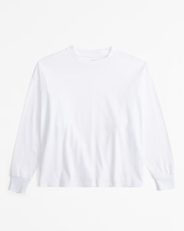 Essential Premium Polished Long-Sleeve Oversized Tee | Abercrombie & Fitch (US)