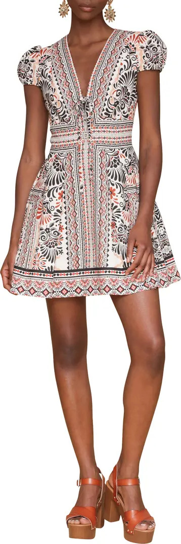 Avec Les Filles Puff Sleeve Tie Neck Dress | Nordstrom | Nordstrom