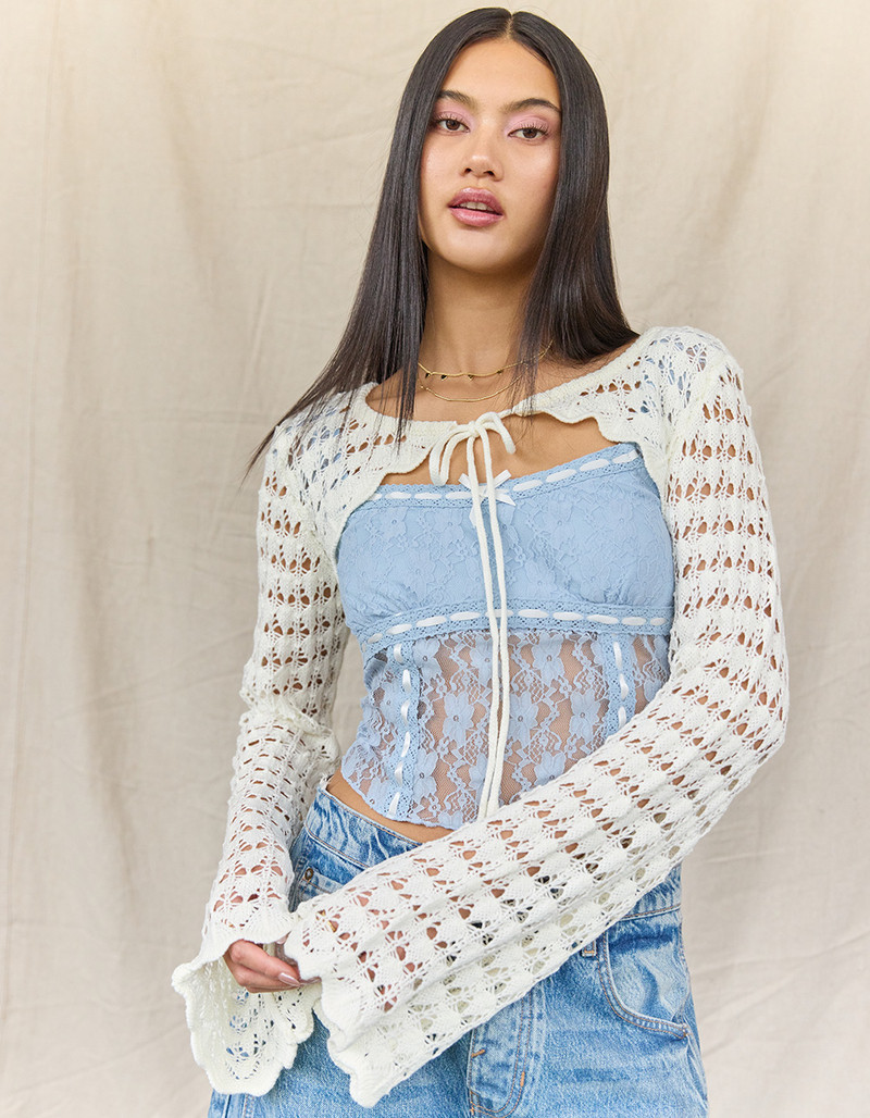 WEST OF MELROSE Open Knit Womens Shrug | Tillys