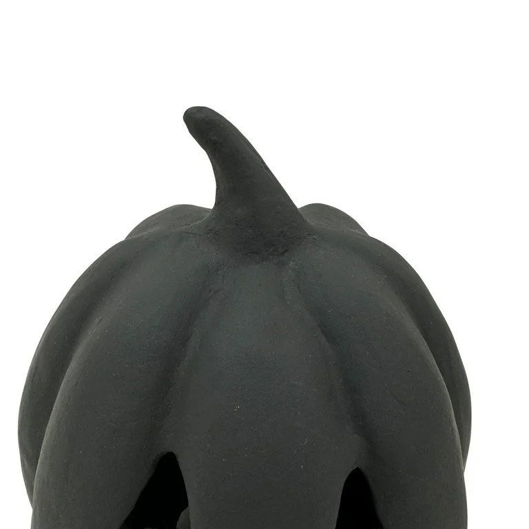 Halloween Black Pumpkin Paper Mache, 8 in, by Way to Celebrate, Table Decoration | Walmart (US)