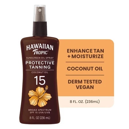 Hawaiian Tropic Protective Tanning Oil Spray Sunscreen SPF 15, 8 Fl Oz | Walmart (US)