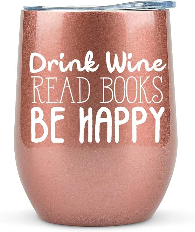 Book Lovers Gifts Women - 12 oz Wine Tumbler or Mug - Idea for Book Club, Librarians, Bulk Reader... | Amazon (US)