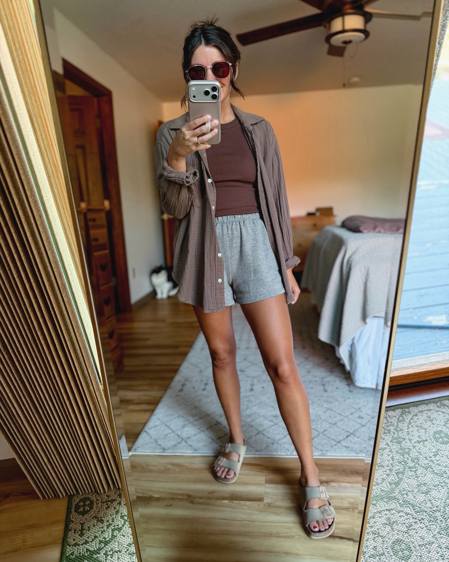 Small in my tank, xs in my gauze cotton button up and xs in my shorts. My birks are size 36. 🤎

#LTKPetite #LTKSeasonal #LTKgrwm