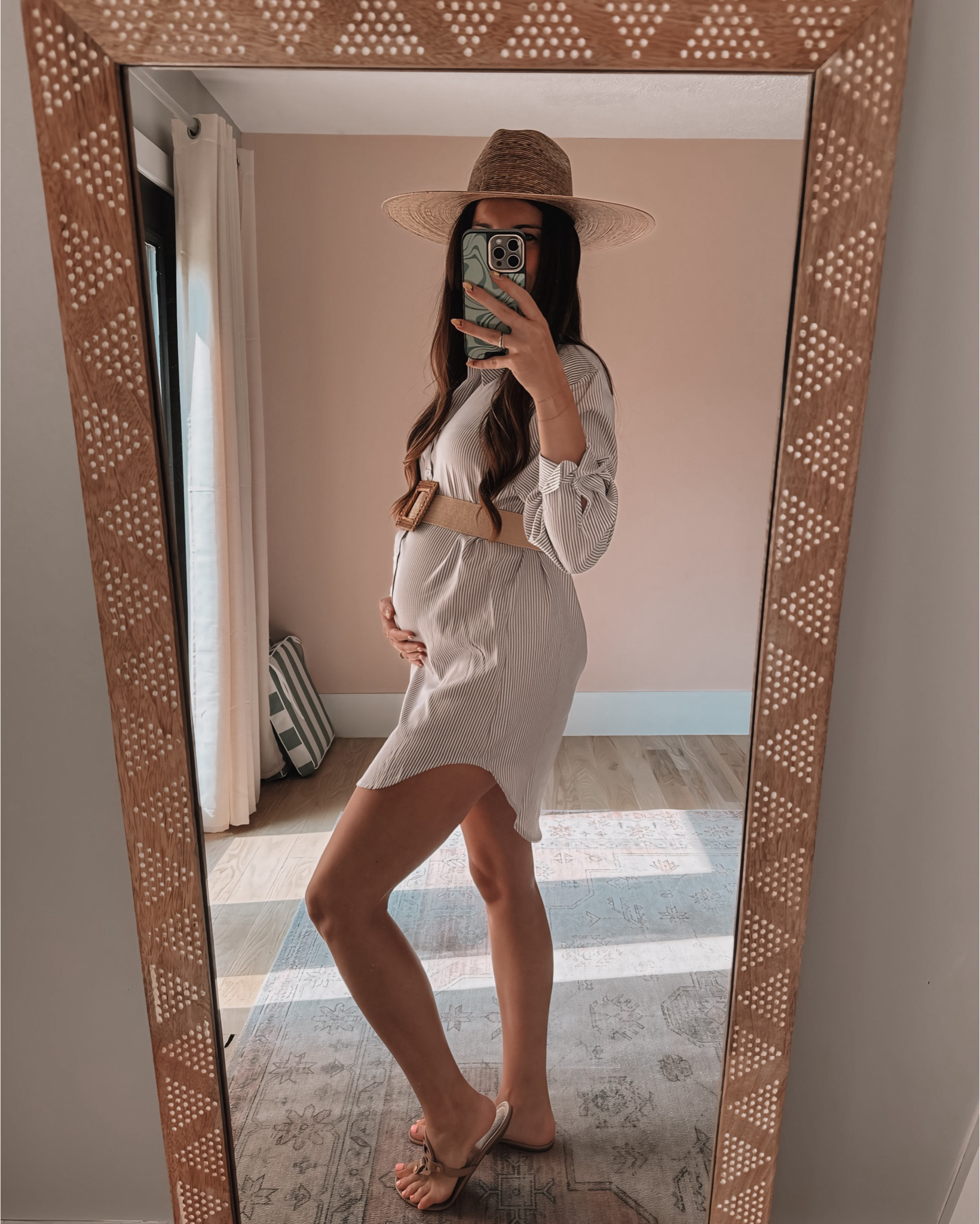 Wearing size small in this button down grey subtle striped dress. This would make for a cute beach cover up too! Also, the lack of color hat is a splurge but I’ve had it for 2 years now and will keep it forever!! It’s great quality and will never go out of style IMO! 

Maternity, 27 weeks pregnant, summer dress, beach belt, rattan belt, lack of color hat, summer accessories, red dress boutique, Tory Burch

#LTKStyleTip #LTKBump #LTKFindsUnder100