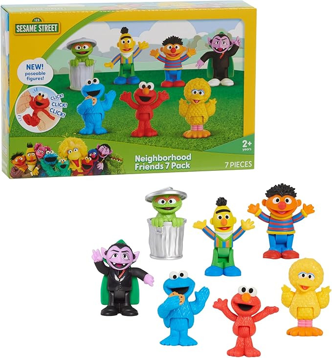 Sesame Street Neighborhood Friends, 7-piece Poseable Figurines, Kids Toys for Ages 2 Up by Just P... | Amazon (US)
