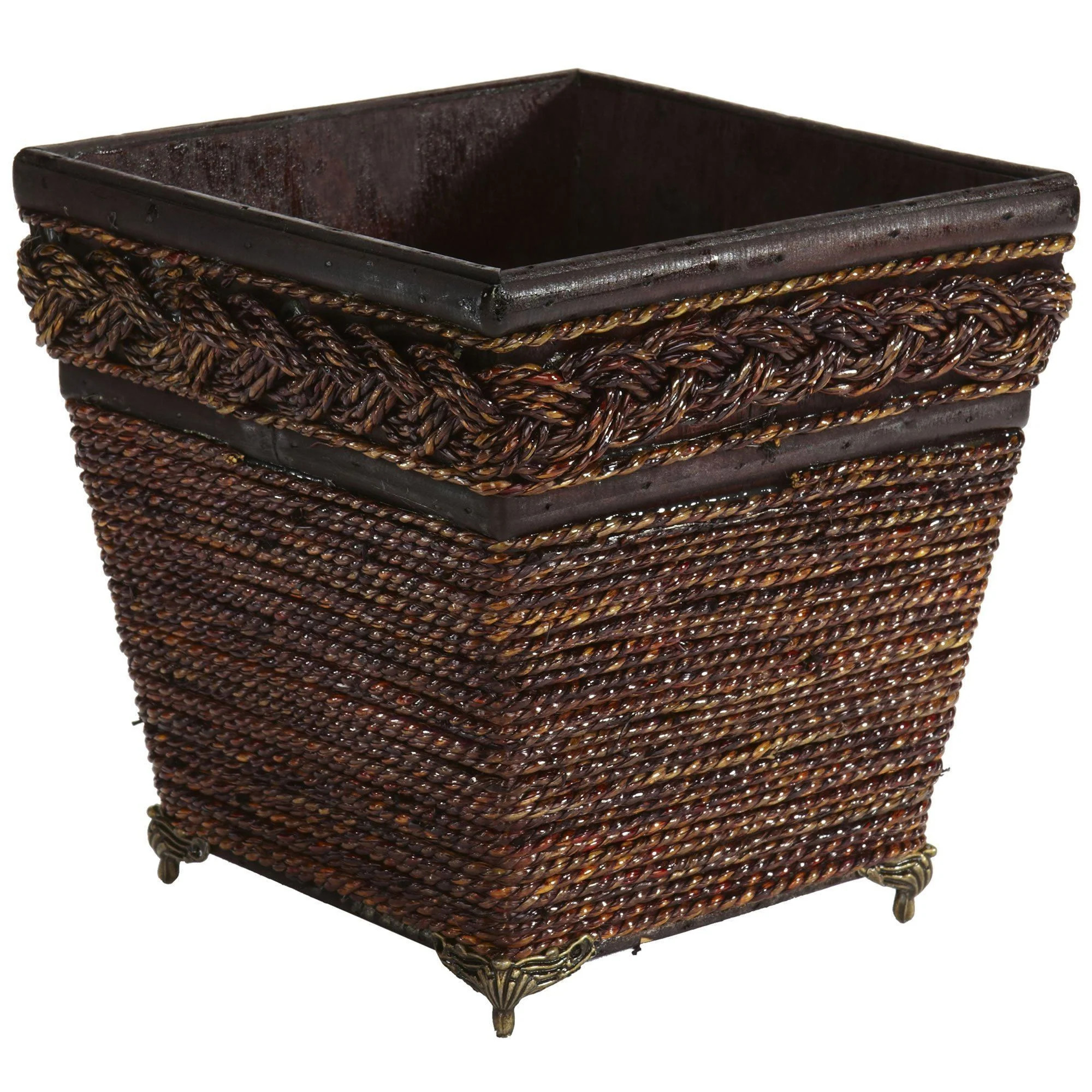 Lacquered Coiled Rope Decorative Planter | Nearly Natural | Nearly Natural