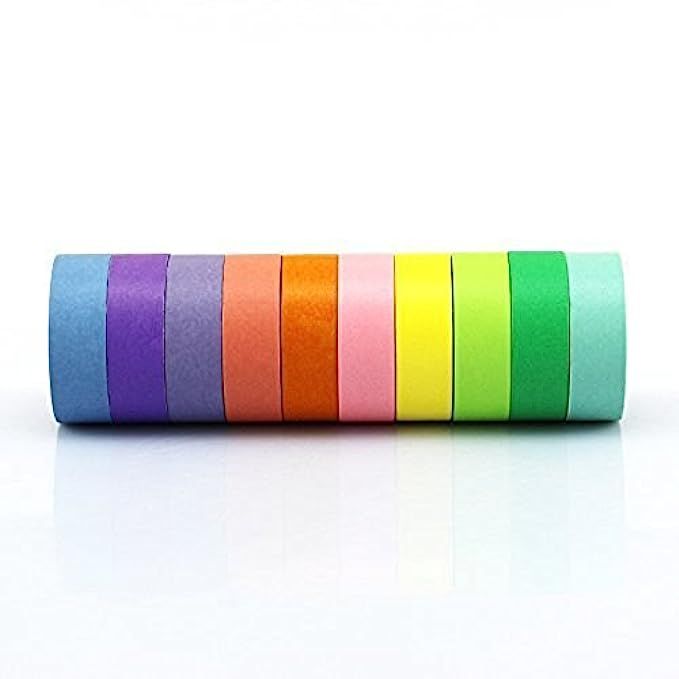 Piokio Rainbow Washi Tape Set of 10 Rolls Total 330 Feet Colored Tape for Scrapbook, DIY Arts and Cr | Amazon (US)