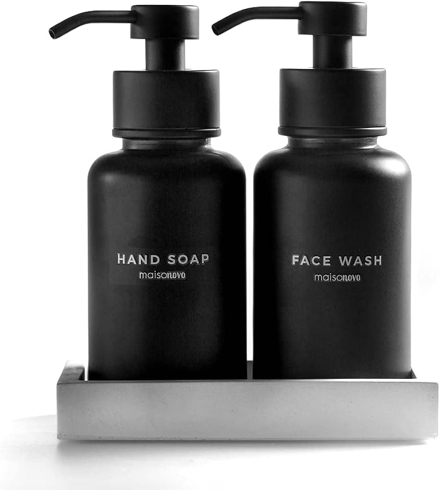 MaisoNovo Foaming Soap Dispenser with Concrete Tray & Waterproof Hand Soap & Face Wash Labels | F... | Amazon (US)
