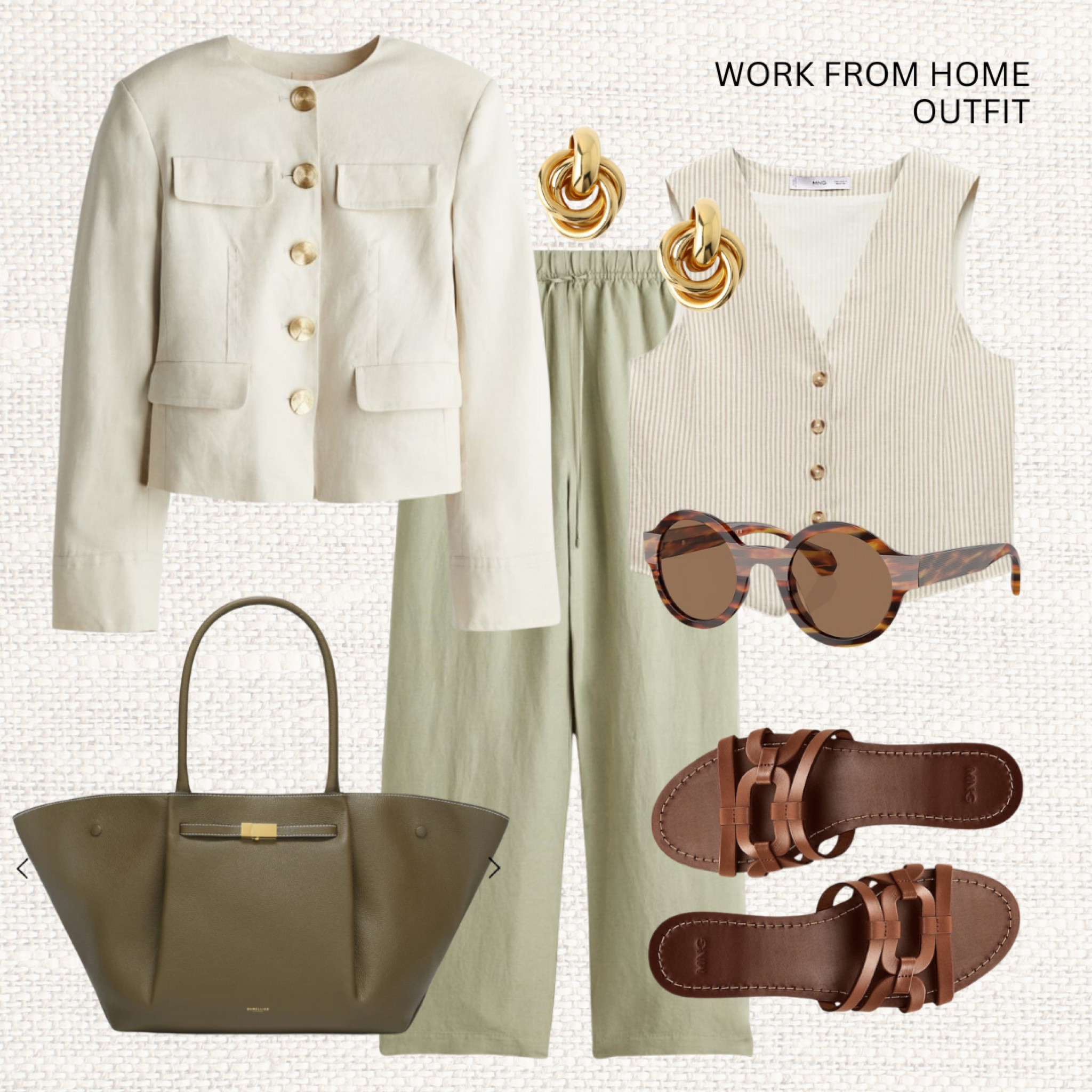 Work from home outfit 👩🏼‍💻

‼️Don’t forget to tap 🖤 to favorite this post and come back later to shop 

Read the size guide/size reviews to pick the right size.

Spring Outfit Inspiration, Spring Style, Workwear Inspo, Work From Home, Sage Green trousers, Smart Casual, White Jacket, DeMellier Bag, Leather Sandals, Waistcoat, Mango, H&M 

#LTKSeasonal #LTKstyletip #LTKworkwear