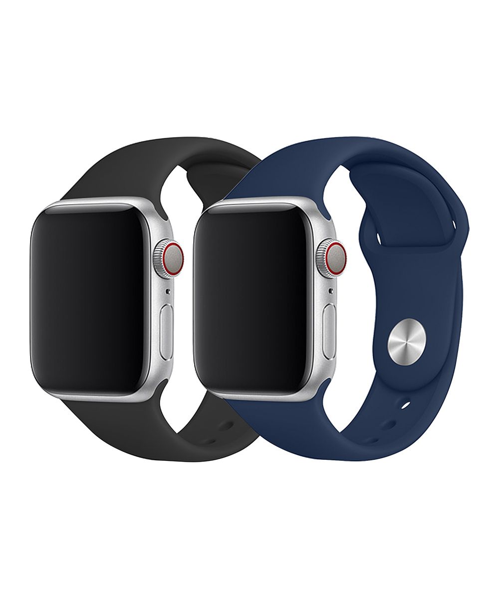 Doossy Smart Watches black - Black & Colbalt Blue Silicone Band Set for Apple Watch | Zulily