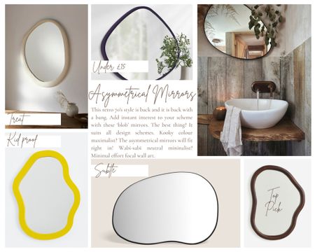 I heard it on the grapevine - asymmetrical mirrors are THE trend this March. I'm a huge fan and having a 'blob' mirror changed the tone of our small bathroom. I've done the hard work for you and selected some of the cutest, wobbliest mirrors available right now. With a range of prices and colours there's something to suit everyone (and every interior scheme) 

#LTKhome #LTKfindsunder100 #LTKU