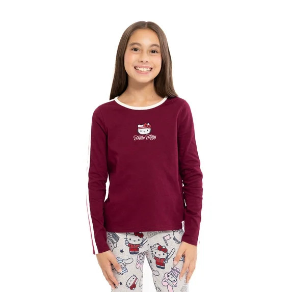 Wonder Nation Hello Kitty Girls Cotton Graphic Tee with Long Sleeves, Sizes 4-18 | Walmart (US)