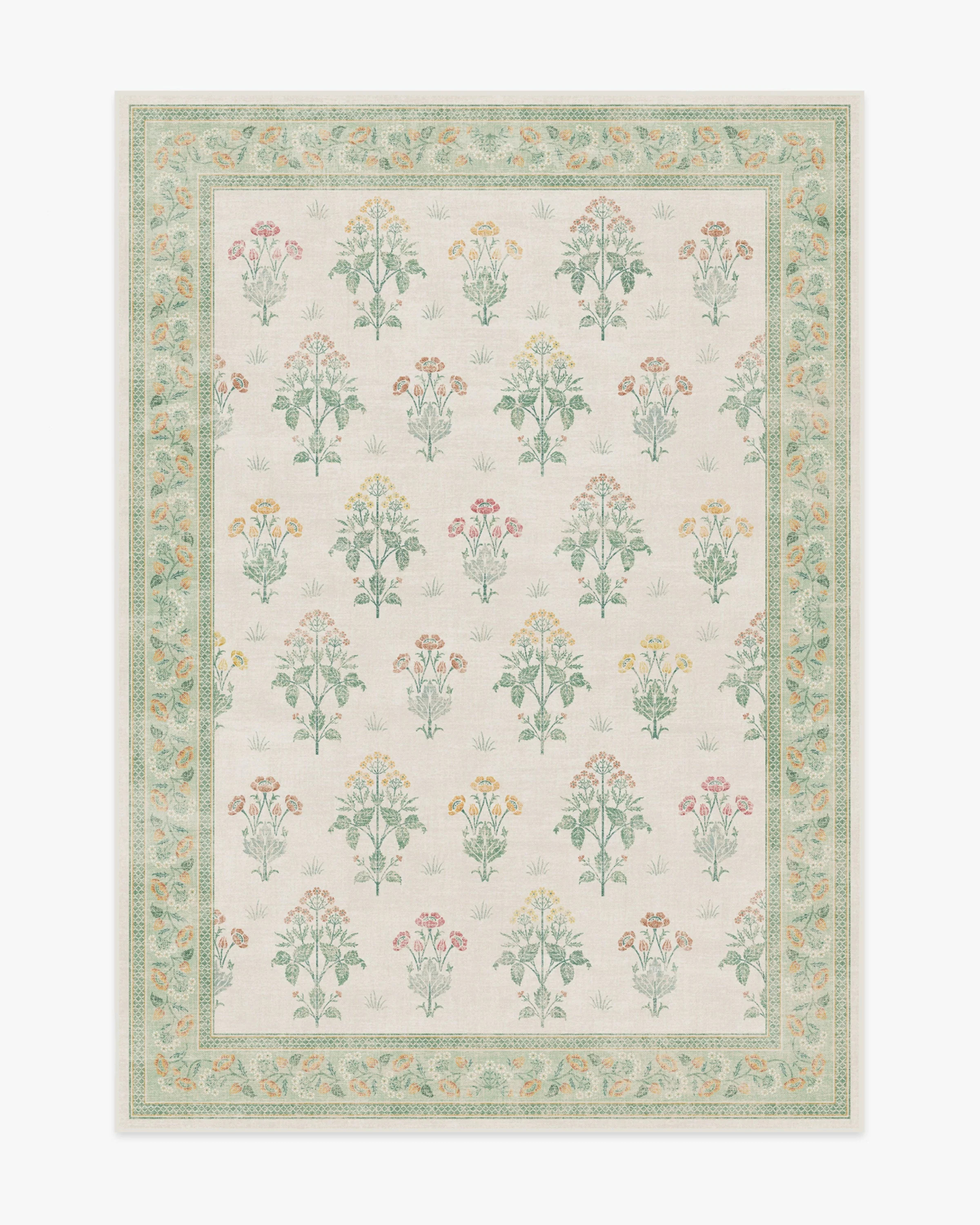 Morris & Co. Meadow Sweet Ivory & Green Tufted Rug | Ruggable | Ruggable