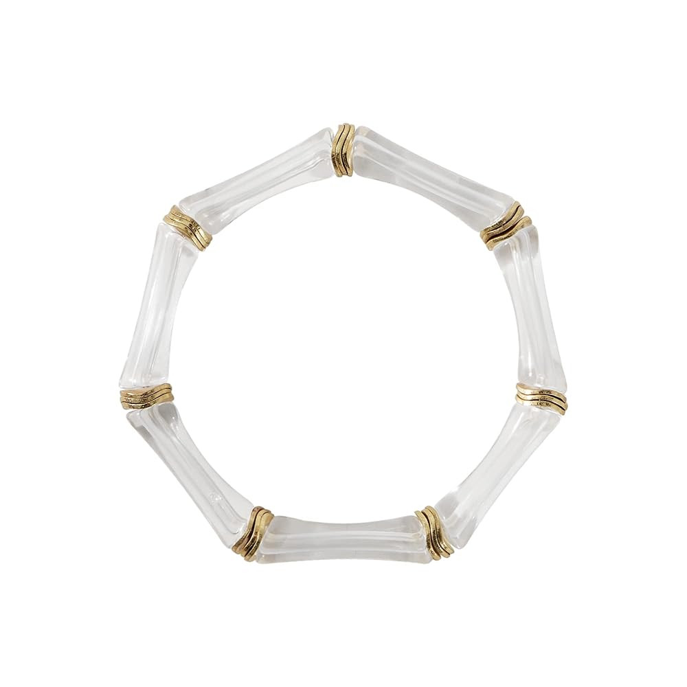 Bamboo Tube Bangle Bracelets for Women Stacking Chunky Colorful Acrylic Beads Stretch Bracelets F... | Amazon (US)