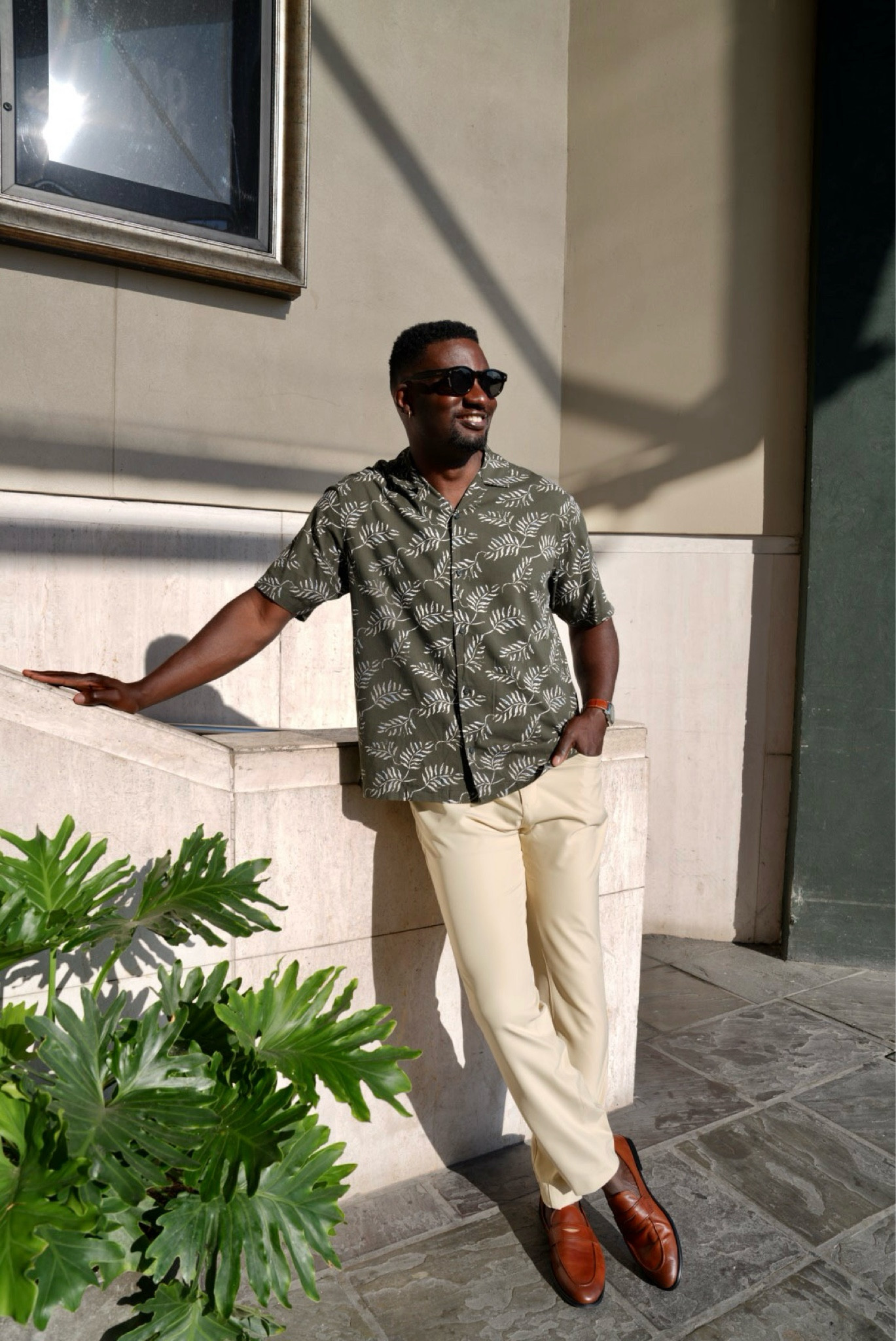 Vacation Outfit for him! Green leaf print resort shirt, light chino pants and tan loafers  

#LTKFindsUnder100 #LTKTravel