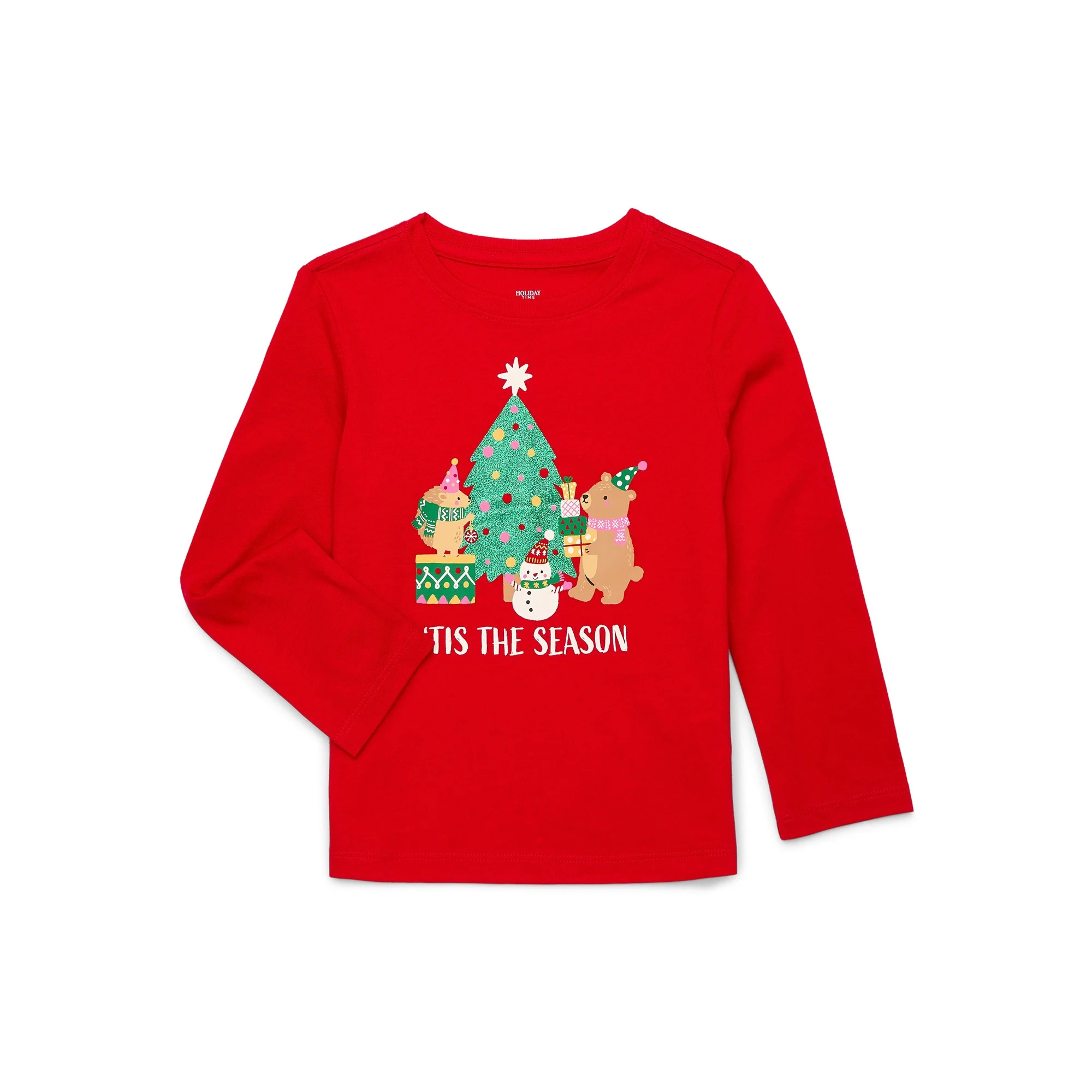 Holiday Time Christmas Toddler Graphic Tee with Long Sleeves, Sizes 12M-5T - Walmart.com | Walmart (US)
