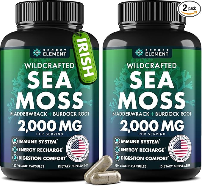 Sea Moss Capsules - Irish Sea Moss Advanced with Burdock Root, Bladderwrack & Muira Puama for Imm... | Amazon (US)