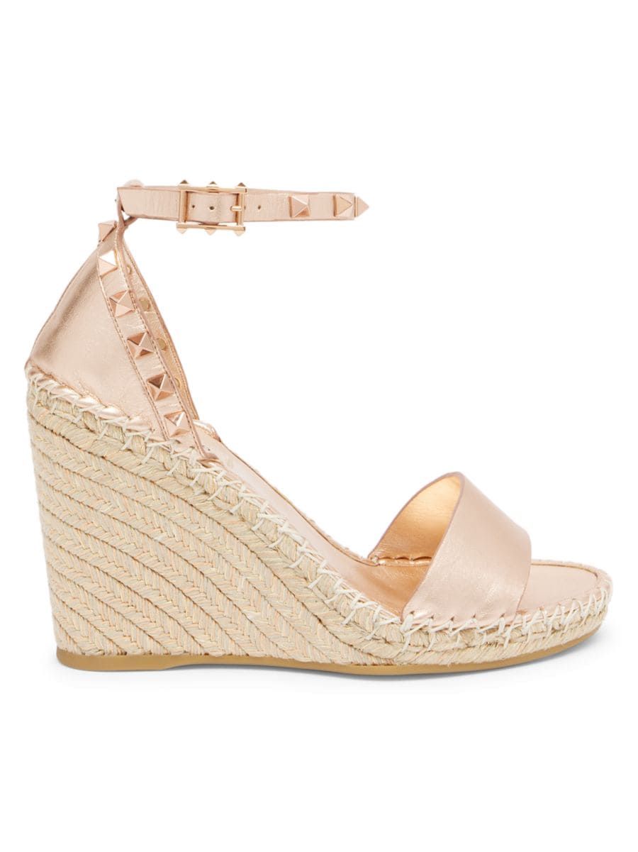 Rockstud Leather Espadrille Wedges | Saks Fifth Avenue