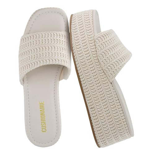 CUSHIONAIRE Carmen Platform Womens Sandals, Comfortable Slip On Espadrille Sandals for Women with Memory Foam, OFF WHITE 10 | Amazon (US)