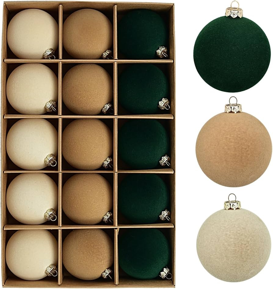 Velvet Christmas Ornaments 15 PCS, 3.15“ Large Fancy Luxury Mix Velvet Ornaments for Christmas ... | Amazon (US)