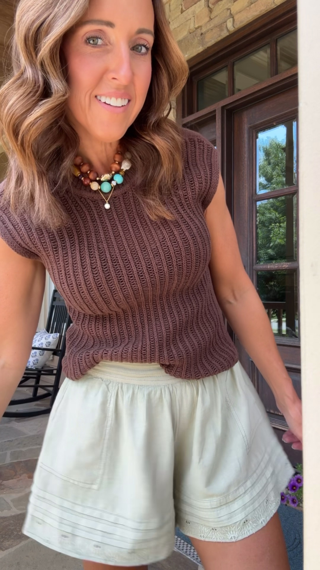 Summer sweater & linen shorts.
Both XS.

#LTKootd #LTKSeasonal #LTKOver40