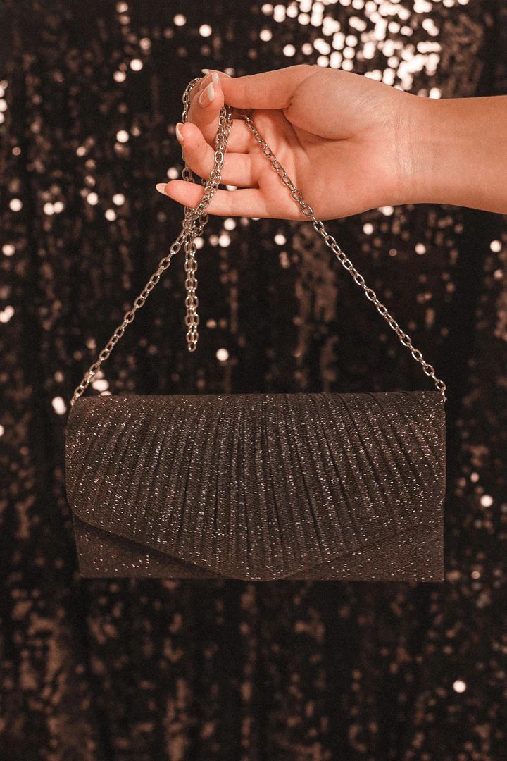 Audrina Clutch - Black Sparkle | Petal & Pup (US)