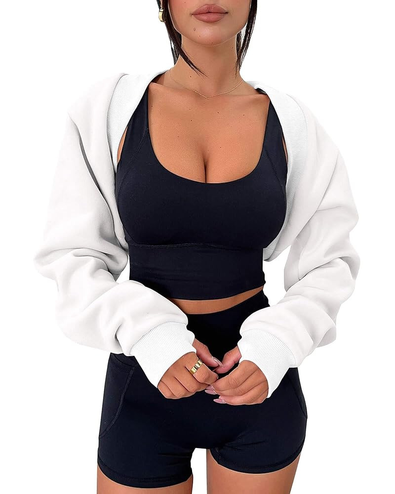 Zwurew Women's Bolero Shrug Long Sleeve Cropped Sweatshirt with Thumb Hole Workout Shrugs Open Fr... | Amazon (US)