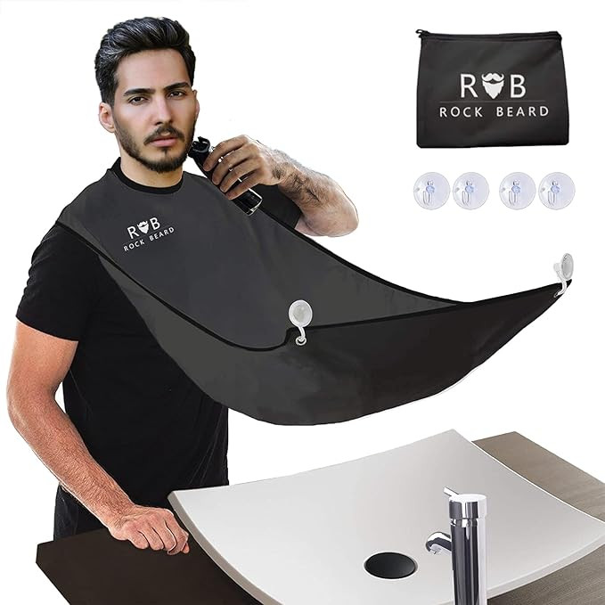 ROCK BEARD Beard Apron Cape for Men Trimming and Shaving, Waterproof and Non-Stick Beard Clipping... | Amazon (US)