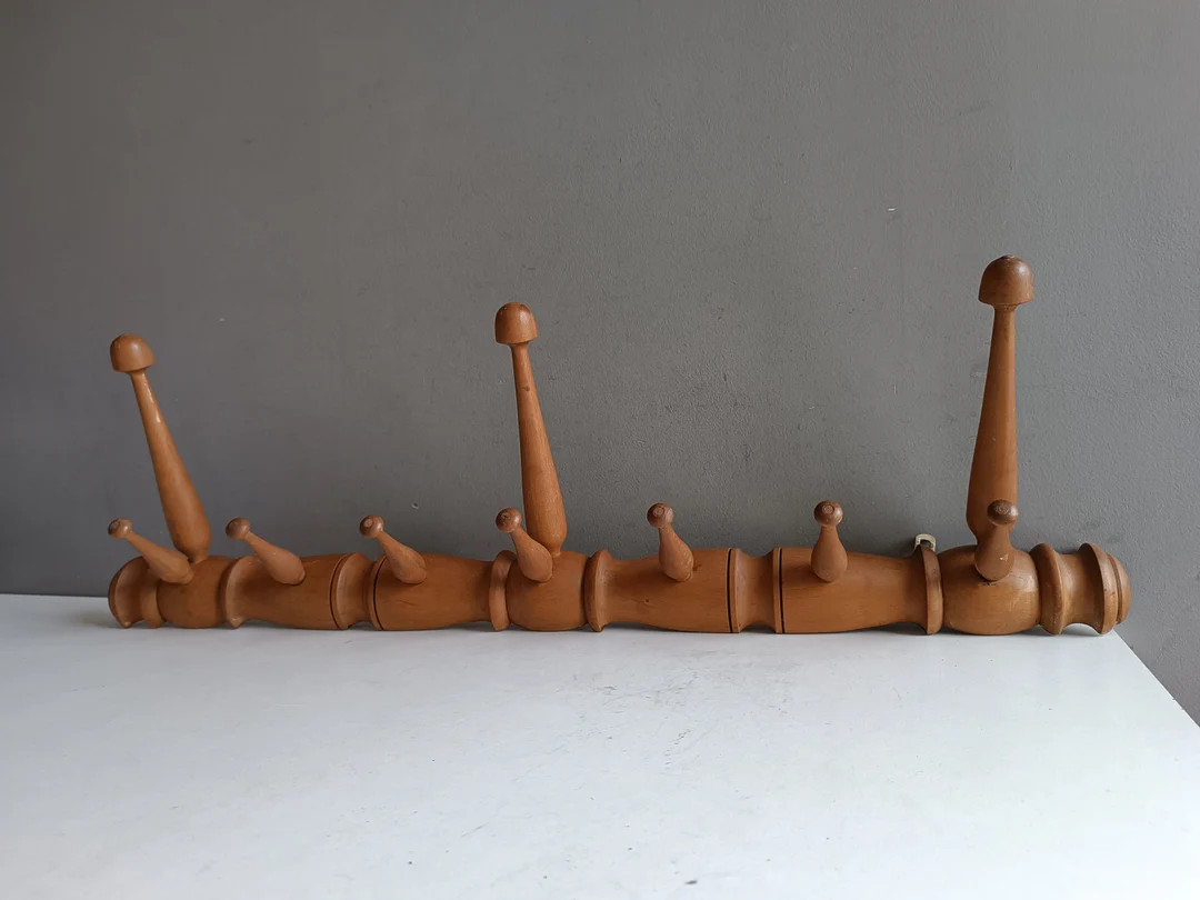 French Large Coat Hanger Hat Rack Vintage With 10 Hooks Pegs - Etsy | Etsy (US)