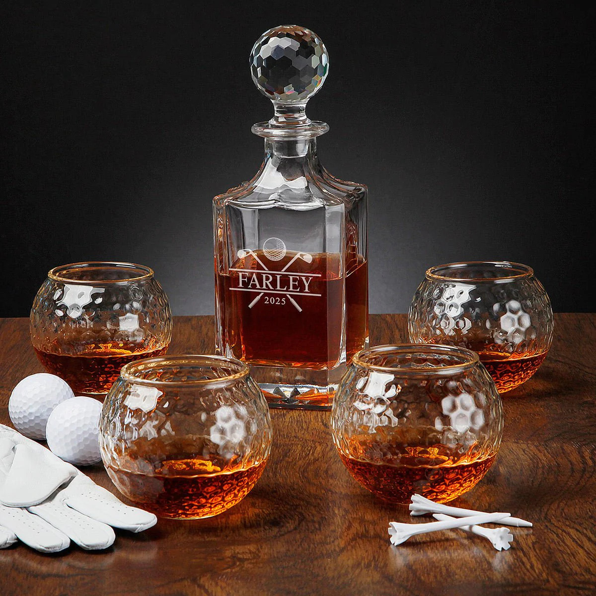 Par Excellence Whiskey Decanter Set with Golf Ball Whiskey Glasses | HomeWetBar.com