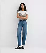 Rivete Mid Rise Barrel Jeans in Echo Wash | LOFT
