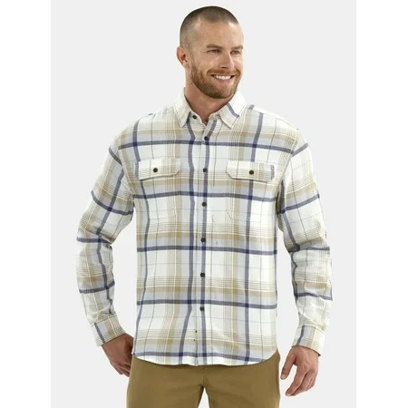 George Men's and Big Men's Double Pocket Flannel Shirt, Sizes XS-3XLT | Walmart (US)