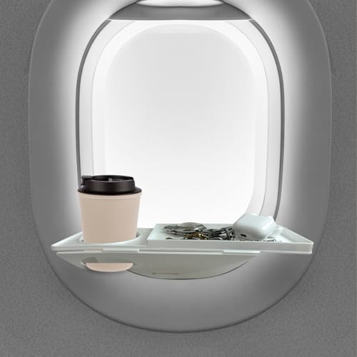 Airplane Window Organizer, Plane Window Drink Gadget Cup Holder, Long Flight Essentials Accessories, Airline Seat Organization Station for Phone and Gadgets [U.S Patent Pending] (White) | Amazon (US)