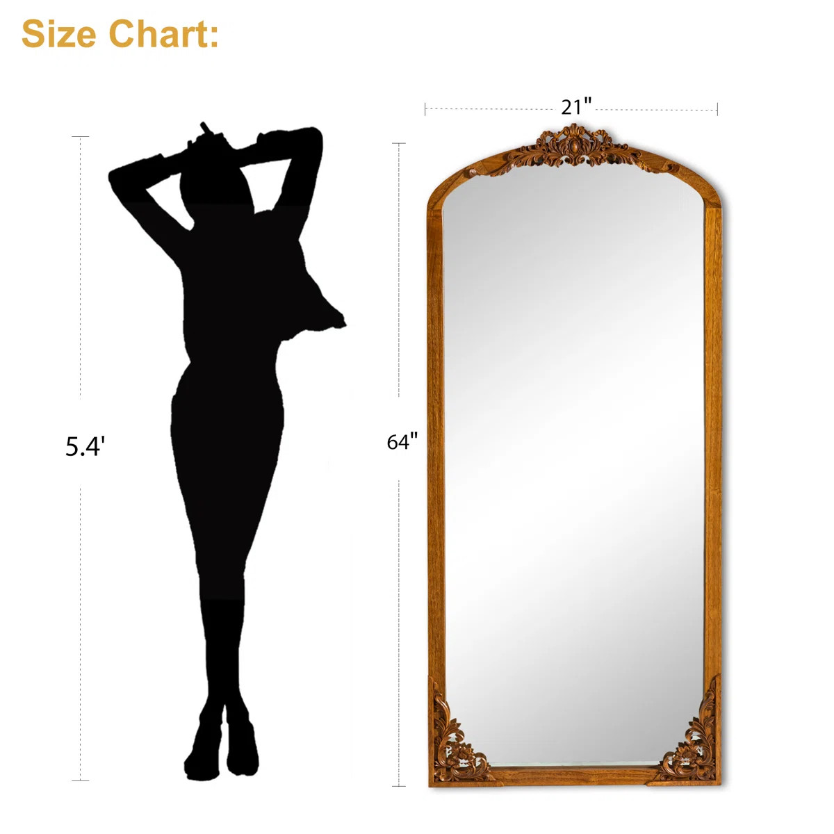 Anjulie Arch Solid Wood Mirror Ornate Mirror Wall Mirror Retro Mirror with Carved Frame | Wayfair North America