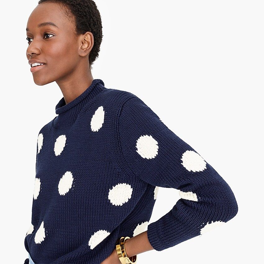 Women's 1988 rollneck™ cropped sweater in dot | J.Crew US