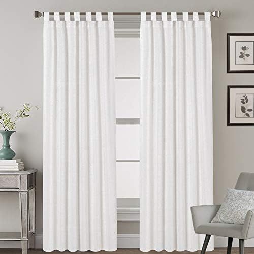 Elegant Natural Linen Blended Energy Efficient Light Filtering Curtains / Tab Top Curtains Off Wh... | Amazon (US)