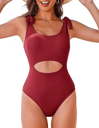 AI'MAGE One Piece Swimsuit Women 2025 Tummy Control Bathing Suits Cutout Scoop Neck Swimwear Push... | Amazon (US)