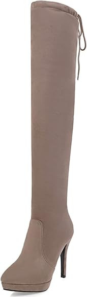 Bviennic Women Pointed Toe Thigh High Stretch Boots Platform | Amazon (US)