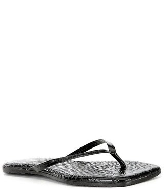TKEES Lily Square Toe Leather Crocodile Print Thong Sandals | Dillard's | Dillard's
