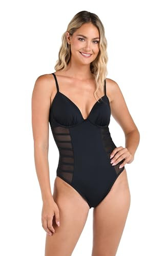 La Blanca Women's Island Goddess Underwire Mesh One Piece Swimsuit, Black, 16 | Amazon (US)