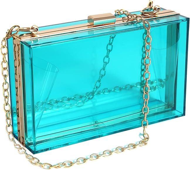 WJCD Women Clear Purse Acrylic Clear Clutch Bag, Shoulder Handbag With Removable Gold Chain Strap | Amazon (US)