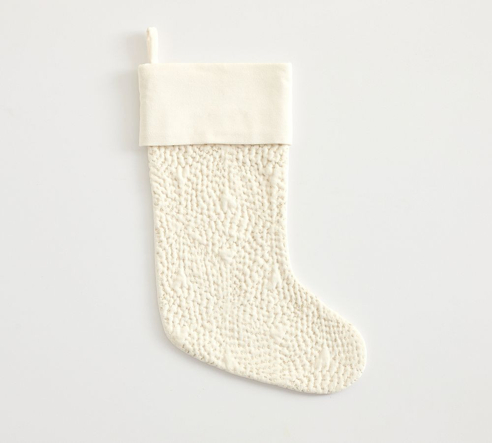 Floral Quilted Velvet Stocking | Pottery Barn CA