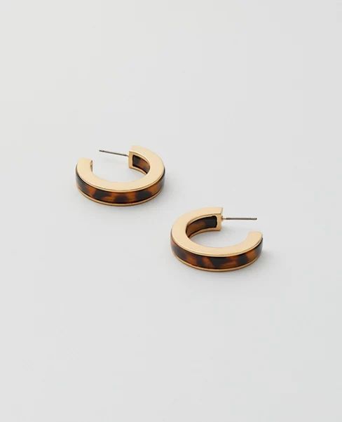 Tortoiseshell Print Metal Hoop Earrings | Ann Taylor (US)