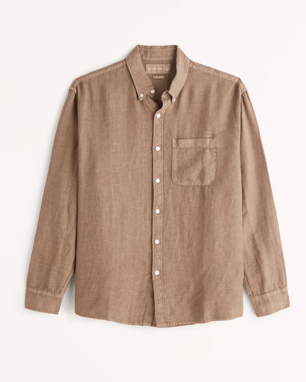 Linen Button-Up Shirt | Abercrombie & Fitch (US)