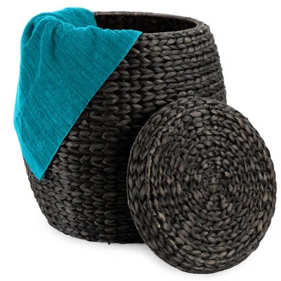 Rosecliff Heights Vintage Multipurpose Hyacinth Storage Organizer Tote Basket w/ Lid | Wayfair North America